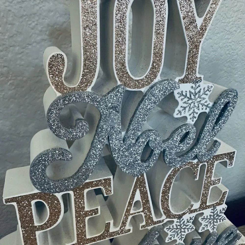Christmas Tree Cutout Festive Glitter Decor Sign